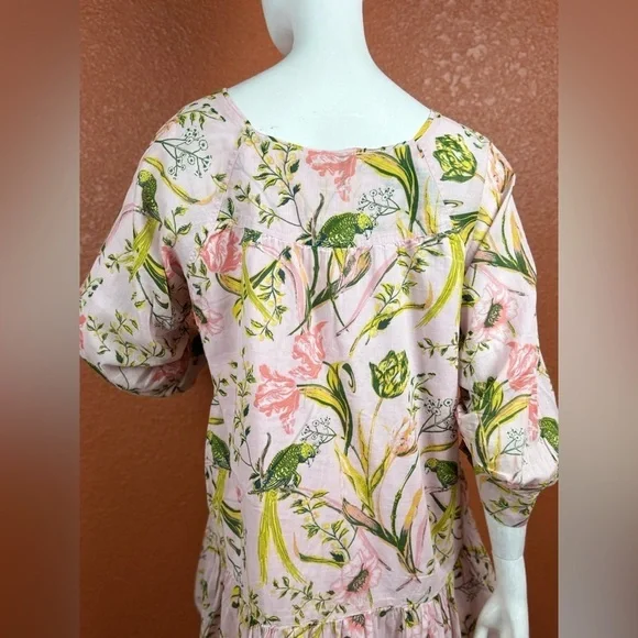 Happy Nature Pink Multicolor Floral Cotton Cottagecore Mini Dress S Medium. G#56 - Picture 9 of 17